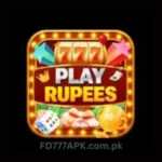 PlayRupees Game online casino app logo icon on black background, showing 777 slot reel with 'Play Rupees' text.