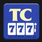 TC777 Game app icon with blue background, showing three white 777 slot symbols and bold gold TC logo text.