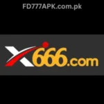 X666 Game App logo on a plain black background, with white and orange text and a red dot accent above it.