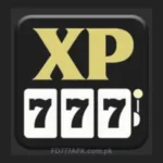 XP777 online casino app logo icon on black background, showing gold XP text above 777 slot reels.