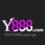 Y888 Game App logo in white and purple bubble-style text with a purple arrow accent, on a black background.