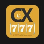 CX777 Game online casino app logo icon on black background, showing gold CX777 text with crescent moon symbol.
